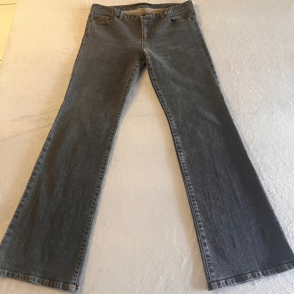 Theory Women's Bootcut Jeans Gray/Brown Wash Denim Wide Leg Size 12